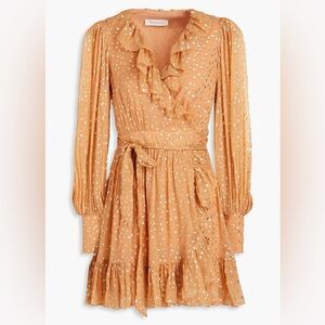 Zimmermann Gold Foil Polka Mini Dress